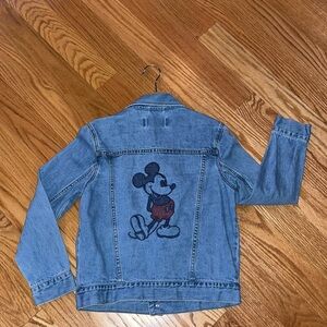 GAP Kids Blue Denim Jacket with Mickey Mouse Icon on Back Size Medium